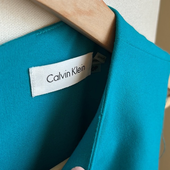 COPY - Calvin Klein Tailored Business Dress with Belt Teal Size 0p zero petite … - Picture 4 of 6